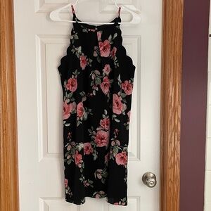 Black floral shift dress IZByer Size XL